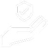 a hand holding shield with check marker